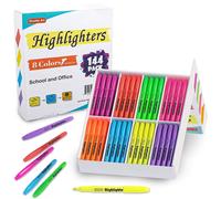 Shuttle Art 144 Evidenziatori Confezione da 8 Colori Assortiti Evidenziatori a Punta Scalpello Colori Brillanti per Bambini e Adulti Colorare Evi