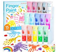 Shuttle Art 15 Colori a Dita per Bambini Atossici, Tempere Lavabili per Bambino 35ml, Tempere per Dipingere Colori Brillanti,Set Pittura Bambini per Arti e Mestieri