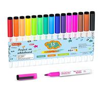 Shuttle Art 15 pennarelli magnetici per lavagna, punta fine e gomma, pennarelli cancellabili a secco per lavagna, pianificatori, vetro, scuola, ufficio, casa, 15 pezzi