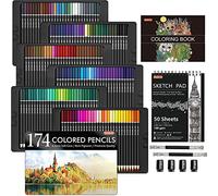Shuttle Art 174 Matite Colorate Professionali (Numerato), Astuccio Matite Metallo, Con Libro Da Colorare,1 Blocco Da Disegno,4 Temperini, 2 Estensori, Colori a Matita per Bambini Adulti