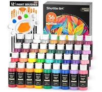 Shuttle Art 36 Colori Acrilico per Dipingere, Bottiglie 60ml Set Pittura, Ricco Pigmentato, Vernice Pittura Acrilica Professionali per Artisti, Principianti su Tela Rocce Legno Ceramica Tessuto