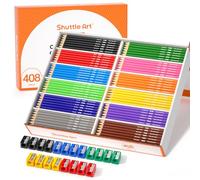 Shuttle Art 408 Matite Colorate, 12 Colori Assortiti, con 20 Temperini, Resistenti Alla Rottura, Colori a Matita Pre-affilate, Pastelli Colorati Scolastici per Insegnanti Alunni Bambini