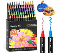 Shuttle Art 60 pennarelli acrilici a doppia punta punta a pennello e punta fine