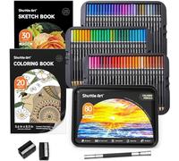 Shuttle Art 80 Matite Colorate Professionali (Numerato) Astuccio Matite Metallo, Libro da Colorare, 1 Blocco Disegno, 2 Temperini, 1 Estensore, Colori a Matita per Artisti, Bambini, Adulti
