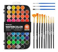 Shuttle Art Acquarelli, 58 pack con 48 Colori Acquerelli e 10 Pennelli ad Acqua, Pittura ad Acquarello per Dinpingere per Adulti, Artisti, Studenti, Bambini, Principianti e Artisti