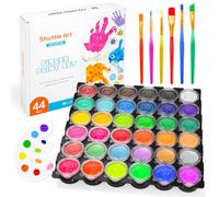 Shuttle Art Colori a Dita, Confezione da 44 Colori Lavabili per Bambini con 36 Colori Sicuri per Neonati (30ml), Kit per Pittura con le Dita con Pennelli, Blocco di Carta, Tavolozza, Colori per
