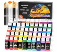 Shuttle Art Colori Acrilici per Dipingere 50 × 60ml, Acrilici per Dipingere Ricco Pigmentato, Acrylic Paint Professionali per Artisti, Principianti, Set Pittura per Tela Rocce Legno Ceramica Tessuto