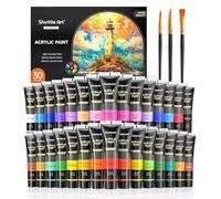 Shuttle Art Colori Acrilici per Dipingere, Set Pittura da 30 Colori (36 ml) con 3 Pennelli, Set Colori Acrilici per Artisti Principianti Bambini, Acrylic Paint Dipingere su Rocce Tela Legno
