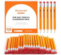 Shuttle Art Confezione da 108 matite da golf con gomme, #2 HB, mini matita da 8,9 cm, piccole matite pre-temperate, per bambini, insegnanti, giochi in classe, forniture per il rientro a scuola