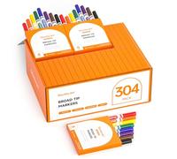 Shuttle Art Confezione da 38 pennarelli a linea larga, 8 colori assortiti, materiale scolastico, 12 tappi in omaggio