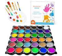 Shuttle Art Confezione da 44 colori lavabili per bambini con 36 colori sicuri per bambini (30 ml), kit per pittura con le dita con pennelli, tamponi di carta, tavolozza, colori per bambini dai 2 anni