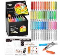 Shuttle Art Pennarelli acrilici con controllo automatico dell'inchiostro, 48 colori, con punta a pennello, per pittura su roccia, ceramica, legno, tela, vetro, pietra, tessuto, biglietti, fai da te e
