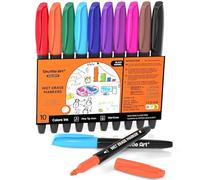Shuttle Art,Pennarelli cancellabili a umido, 10 colori, punta fine da 1 mm, senza sbavature, da utilizzare su calendari laminati, proiettori aerei, programmi, lavagne, vetro, pulire con acqua