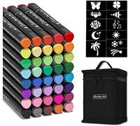 Shuttle Art Pennarelli indelebili per tessuti, 40 colori, a doppia punta, per vestiti, magliette, scarpe, atossici e senza sbavature, per bambini e adulti