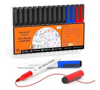 Shuttle Art Pennarelli Lavagna Bianca Cancellabile, 15 Pack 3 Colori Pennarelli Lavagna Magnetica, Pennarelli Cancellabili Punta fine, Pennarello Bianco per Lavagne Bianche(11 Neri 2 Blu 2 Rossi)