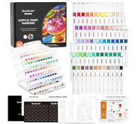 Shuttle Art Pennarelli per Pittura Acrilica con Controllo Automatico dell'Inchiostro, 60 Colori Pennarelli con Punta a Pennello, Pennarelli per Pittura su Roccia, Ceramica, Legno, Tessuto, Vetro