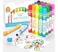Shuttle Art Pennarello Lavabile, 20 Colori Dot Marker, Feltro Bambino Non Tossico, Bingo Dabber per Creazione, Attività Creativa per Bambini Educazione Precoce