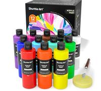 Shuttle Art Set di 12 colori acrilici (250 ml), colori ricchi di pigmenti, forniture per artisti, principianti e bambini su tela, legno, ceramica