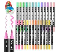 Shuttle Art - Set di 28 pennarelli acrilici a doppia punta, colori pastello, fine e pennello, per pittura su roccia, ceramica, legno, tessuto, vetro, per bambini e adulti, per Natale e Pasqua