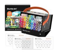 Shuttle Art - Set di 51 pennarelli a doppia punta, pennarello indelebile Blender, 50 colori, custodia, perfetto per illustrazioni e schizzi