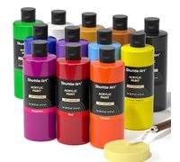 Shuttle Art Set di colori acrilici, 12 colori acrilici in bottiglie (473 ml, 16 oz), pittura acrilica altamente pigmentata, impermeabile, per artisti, principianti, adulti su pietre, tela, legno