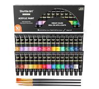 Shuttle Art Set di colori acrilici, 30 tubetti da 12 ml, colori acrilici per bambini, kit di colori acrilici per argilla, modello, poster, pittura su roccia, per bambini, adulti, principianti, pittura