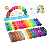 Shuttle Art Tempera,Set di 31 bastoncini di vernice a tempera, 30 colori con 1 tappetino da disegno per bambini, lavabile, asciugatura super rapida, funziona perfettamente su carta, ceramica, tela