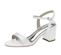 SHUTUP.DANCE Sandali da donna con tacco quadrato, 6 cm, con tacco a blocco, punta aperta, in raso, per matrimoni, feste, abiti da sposa, bianco, 37 EU