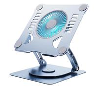 SHUWEI Supporto di raffreddamento per laptop girevole a 360° con ventola a 3 velocità, supporto per laptop regolabile in altezza per scrivania, tappetino di raffreddamento per laptop in alluminio