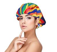 SHuWeiD Arcobaleno Colore Stripe Stampa Adulto Satin Sleeping Cap, Unisex Satin Sleep Cap, 13 "Cappucci per dormire, nero, taglia unica