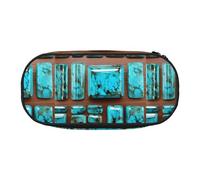SHuWeiD Borsa di immagazzinaggio della penna della stampa turchese blu brillante dell'acqua-blu, borsa di immagazzinaggio cosmetica portatile per i, Nero, One Size, Portabilità