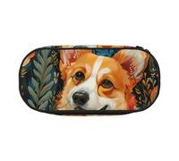 SHuWeiD Corgi - Borsa porta penne con stampa floreale e fiori primaverili, borsa portatile per cosmetici, per viaggi, oggetti essenziali da viaggio, Nero, One Size, Portabilità