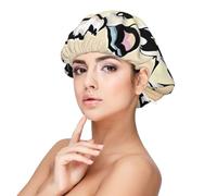 SHuWeiD Cuffia da notte in raso con stampa di mucca da latte, unisex, 33 cm, nero, taglia unica, Nero, taglia unica