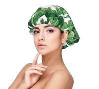 SHuWeiD Cute Green Palm Leaves Print Adult Satin Sleeping Cap, Unisex Satin Sleep Cap, 33 cm Sleeping Caps, nero, taglia unica