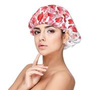 SHuWeiD Falling Red Hearts Print Adulto Satin Sleeping Cap, Unisex Satin Sleep Cap, 33 cm Sleeping Caps Nero, nero, taglia unica