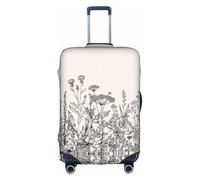 SHuWeiD Floral Herbs Botanical Engraving Print - Copertura protettiva per valigia, in poliestere, lavabile, per valigia da viaggio, colore bianco, XL, Bianco, X-Large