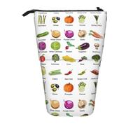 SHuWeiD Introduzione di varie verdure stampa Custodia verticale retrattile, adatta per penne, cosmetici e piccoli oggetti essenziali, uso quotidiano, Nero, One Size, Alla moda