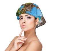 SHuWeiD Ocean Tropical Palm Trees Print Adulto Satin Sleeping Cap, Unisex Satin Sleep Cap, 33 cm Sleeping Caps Nero, Nero, Taglia unica