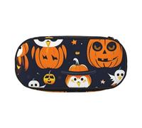 SHuWeiD Sacchetto di immagazzinaggio della penna della stampa del fantasma del gufo di Halloween, borsa portatile di immagazzinaggio cosmetico per i viaggi,