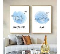 SHUYINGHENGXIE Chimica Molecola Art Poster Serotonina Ossitocina Tela Pittura Struttura Molecolare Wall Art Stampe Laboratorio Decor Senza Cornice-30x40cmX2