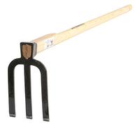 SHW-FIRE - Zappa da giardino a 3 denti con manico da 135 cm, forgiata di alta qualità per un supporto ottimale