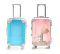 Shwdsy 2 Pezzi Mini Valigie Set, Valigia Da Viaggio In Miniatura Con Ruote E Manico Telescopico, Valigia Blue Rosa, Perfetta Per Organizzare Ciglia Finte, Gioielli, Chiavi E Altri Piccoli Oggetti