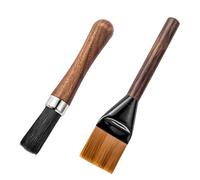 Shwdsy Set di 2 Pennelli Per Macchina da Caffè, Testa Rotonda e Piatta, Marrone, Pennello da Cucina Riutilizzabile per Casa, Bar e Ristorante