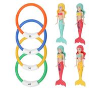 Shwdsy Set di Giocattoli Subacquei, Materiale PVC Giocattoli Anelli da Immersione, 4 Pezzi Sirenetta, 4 Pezzi Swim Thru Rings, per Piscine e Addestramento Subacqueo