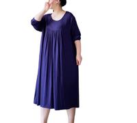 SHWING Camicia da Notte,Sleepdress in Cotone a Maniche Lunghe a Maniche Lunghe a Tinta Unita Donne comode Homewear Loose Big Dress (Blu, 6XL (100-120kg))