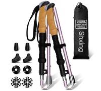 Shxing Set di 2 bastoncini da trekking pieghevoli, solo 35 cm, carbonio 3K e alluminio 7050, regolabili da 110 a 135 cm, manico in sughero con estensione EVA, con accessori, per escursioni, viaggi e