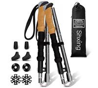 Shxing Set di 2 bastoncini da trekking pieghevoli, solo 35 cm, carbonio 3K e alluminio 7050, regolabili da 110 a 135 cm, manico in sughero con estensione EVA, con accessori, per escursioni, viaggi e
