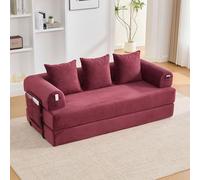 Shye Divano a compressione, rosso vinaccia, con robusto telaio in metallo, tasche laterali e 3 cuscini, paesaggio lounge personalizzabile, moderna combinazione di tessuto in metallo, ideale per il