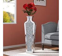 SHYFOY Grande Vaso da Terra Alto da Interno Vasi Moderni da Interno Alti, Design a Specchio e Diamante di Cristallo, per Decorazione del Pavimento del Soggiorno, 68 cm, Argento