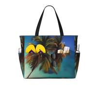 ShyHhts Beach Coconut Sunshine Borsa da viaggio da spiaggia di grande capacità, la borsa da donna è impermeabile e resistente alla sabbia, adatta per viaggi, vacanze al mare, ecc., Nero